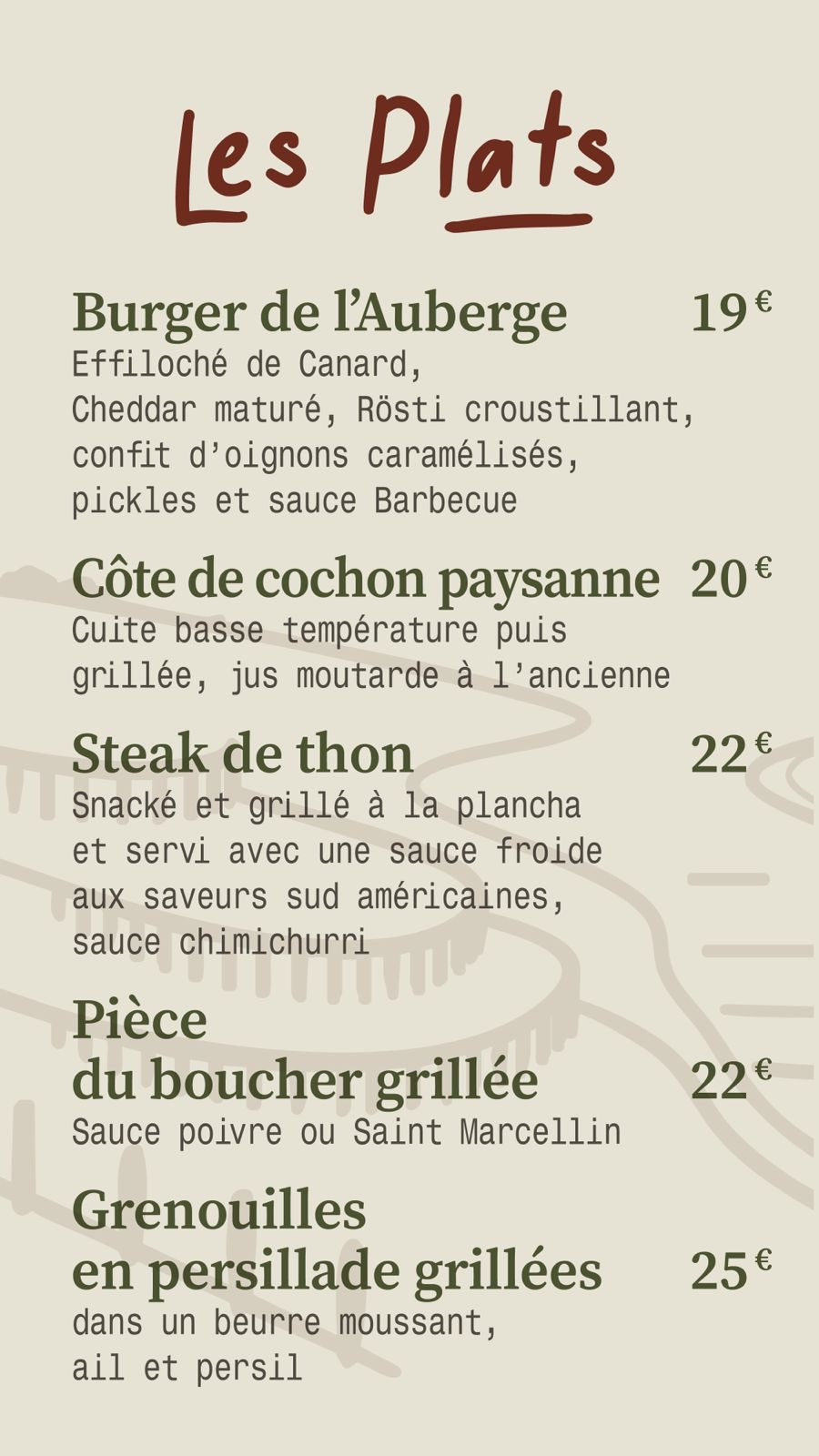 Carte de l'Auberge de la Source, page 6